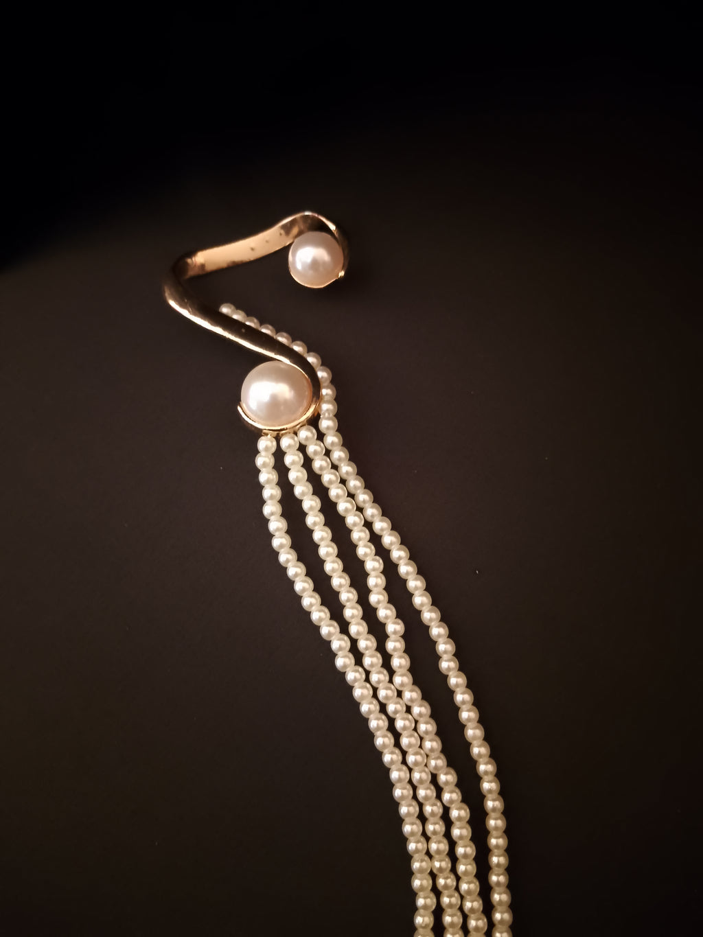Tide Pearl Multi-Bead Strand Cascade Drop Dangle (Single) Clip On Earring