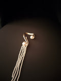 Tide Pearl Multi-Bead Strand Cascade Drop Dangle (Single) Clip On Earring