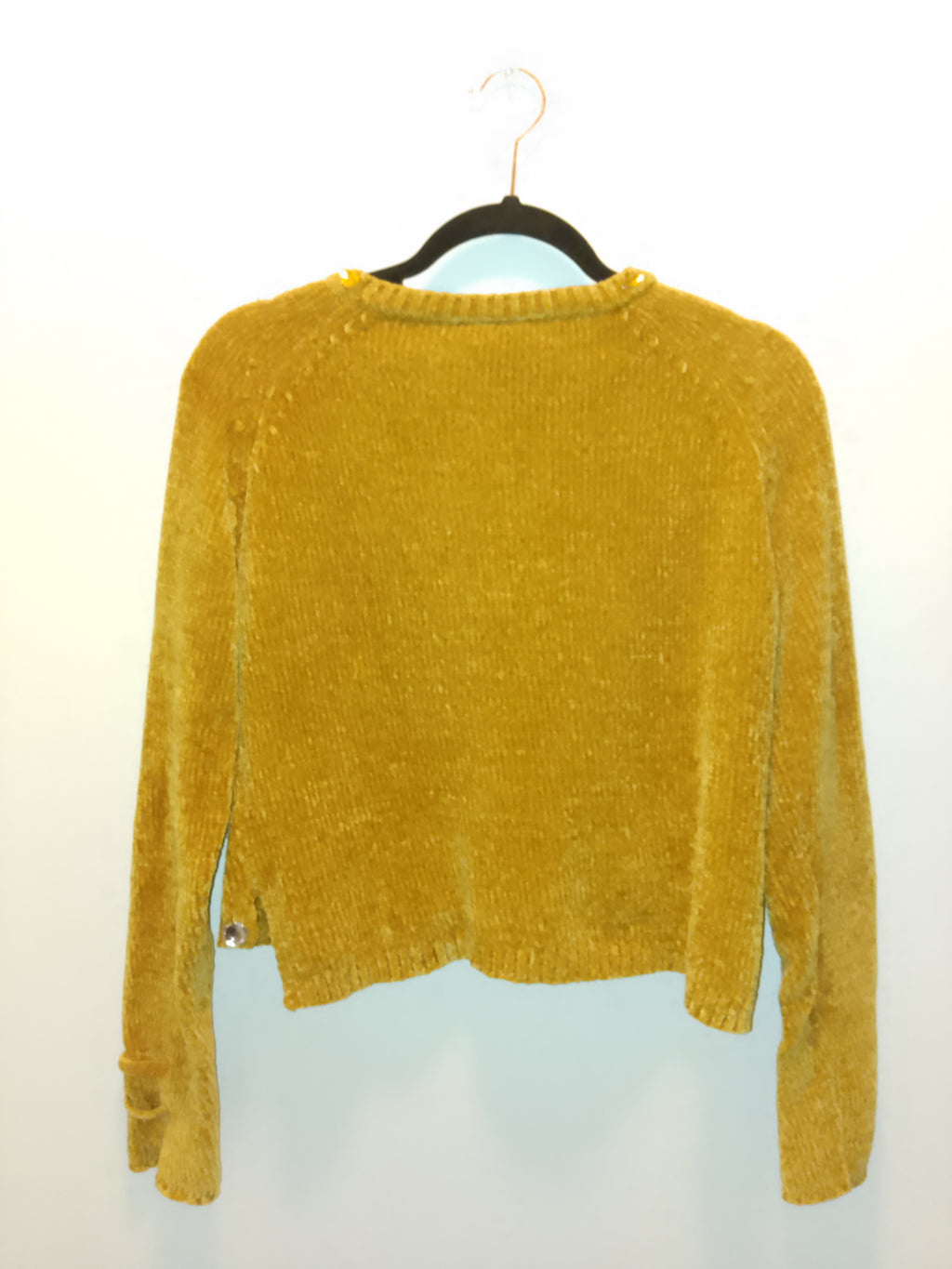 Golden Butter Cup Women's Long Sleeve Plush Velvet Yarn Knit Sweater