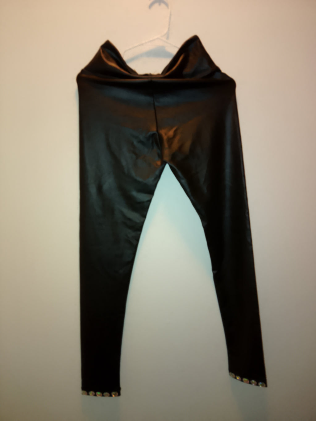 Out On The Town Trendy Black Faux Leather Stretch Bottom Pants