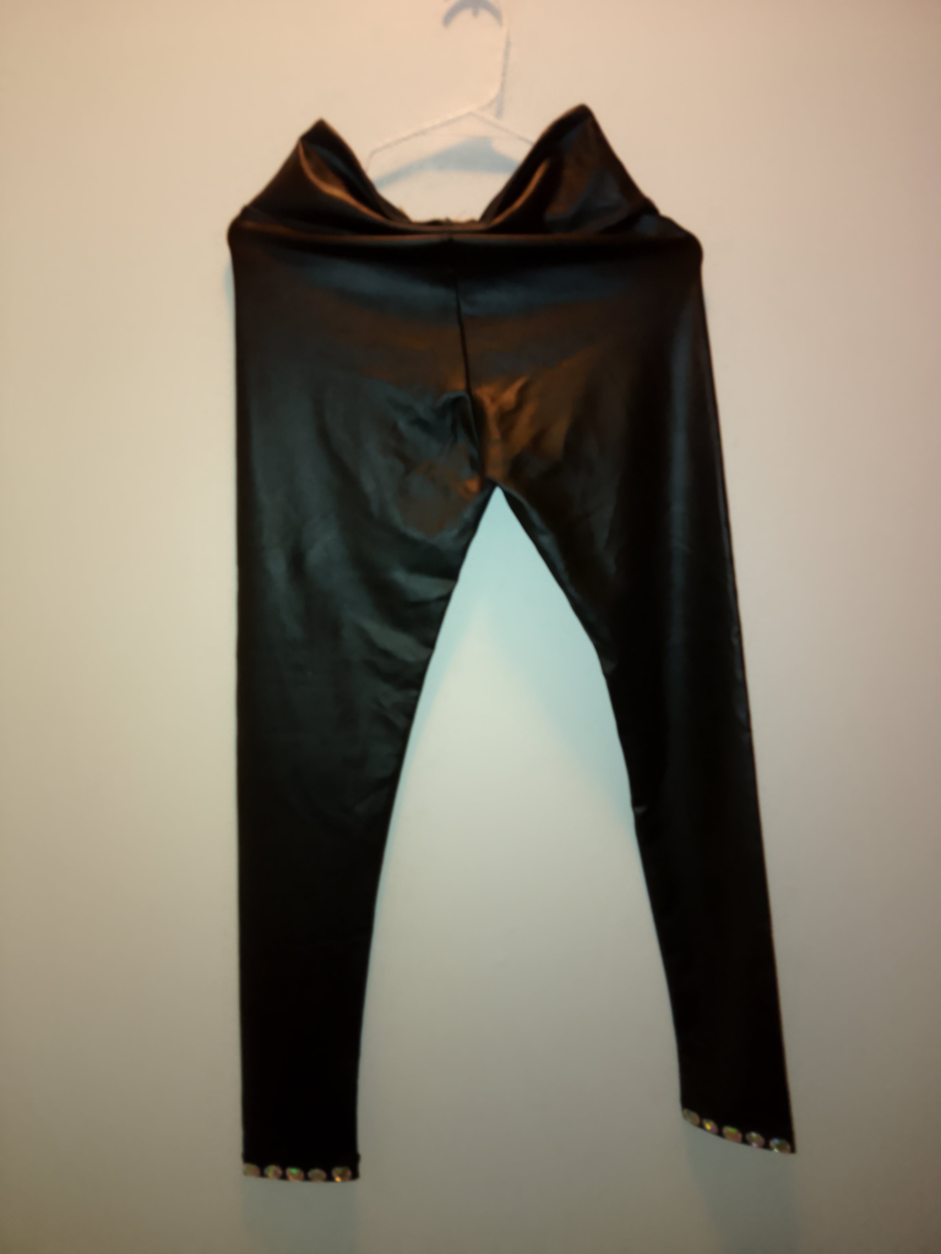 Out On The Town Trendy Black Faux Leather Stretch Bottom Pants