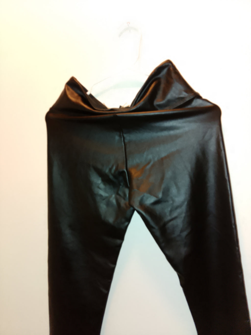Out On The Town Trendy Black Faux Leather Stretch Bottom Pants
