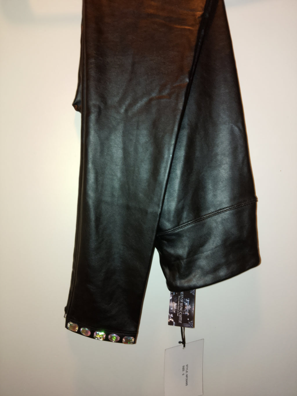 Out On The Town Trendy Black Faux Leather Stretch Bottom Pants