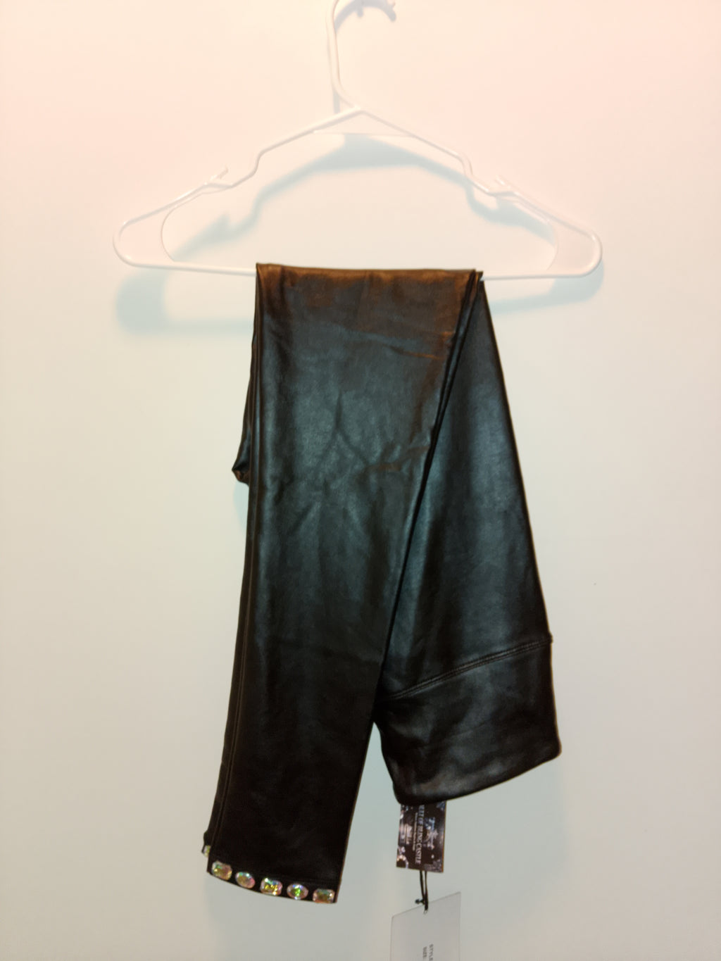 Out On The Town Trendy Black Faux Leather Stretch Bottom Pants