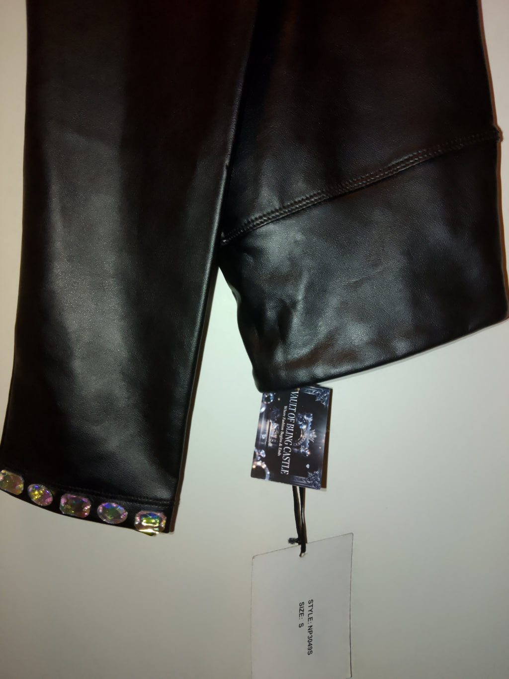 Out On The Town Trendy Black Faux Leather Stretch Bottom Pants