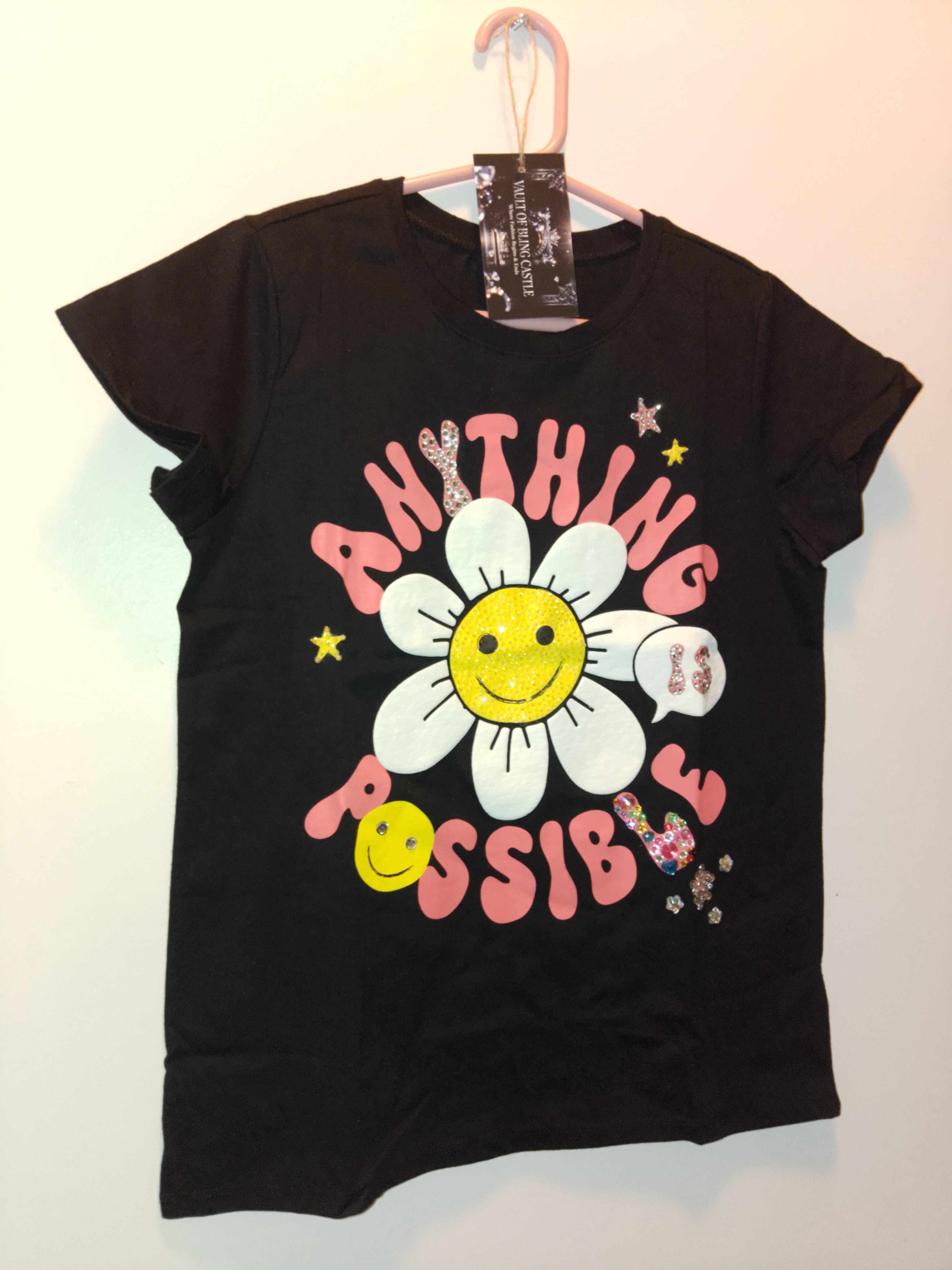 Happy Fun In The Sun Flower Girl's Short Sleeve Graphics Tee - Shirt
