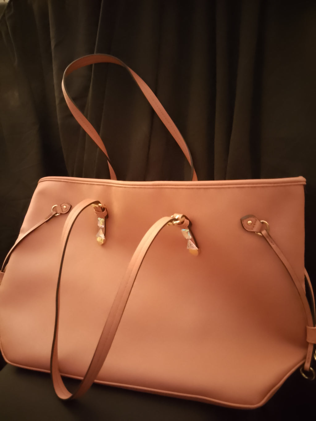T - Peach Cobbler Large Long Handle Tote Bag
