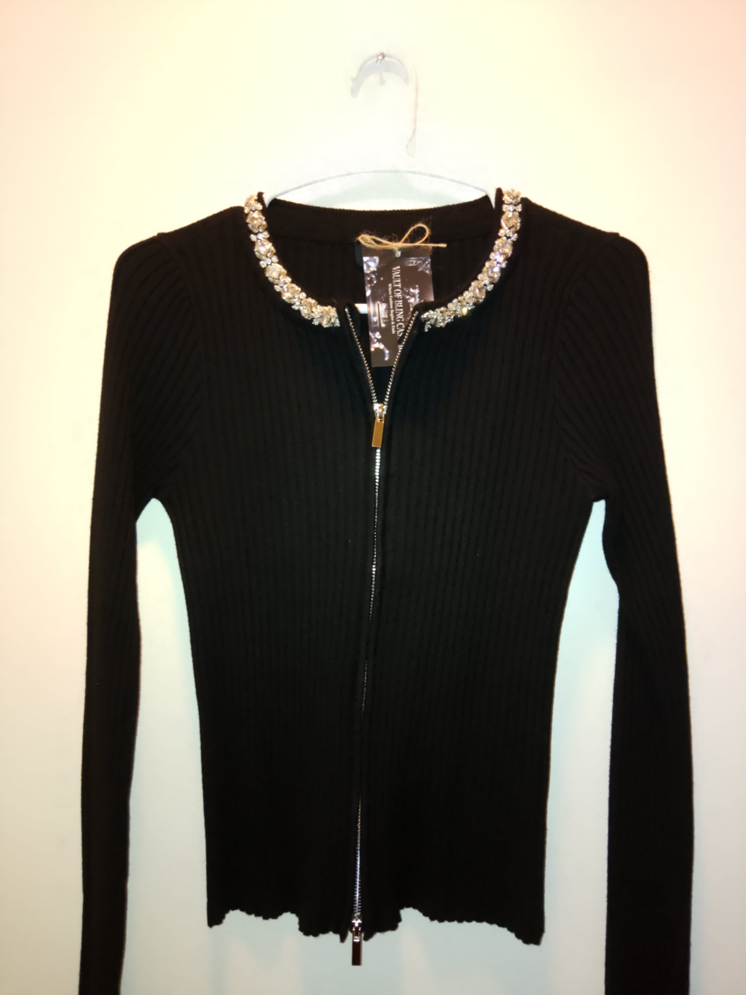 Classic Limited Edition Raven Black 2 Zippers Knit Sweater