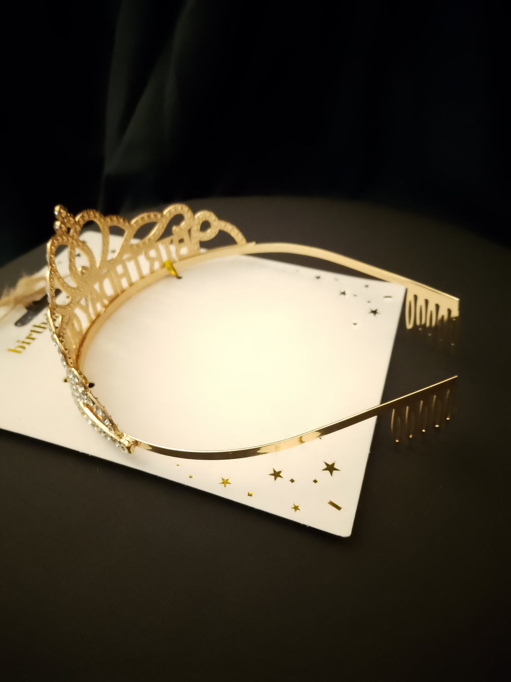 Admired Perfection Signature Sparkling Gold Happy Birthday Tiara - Style 37