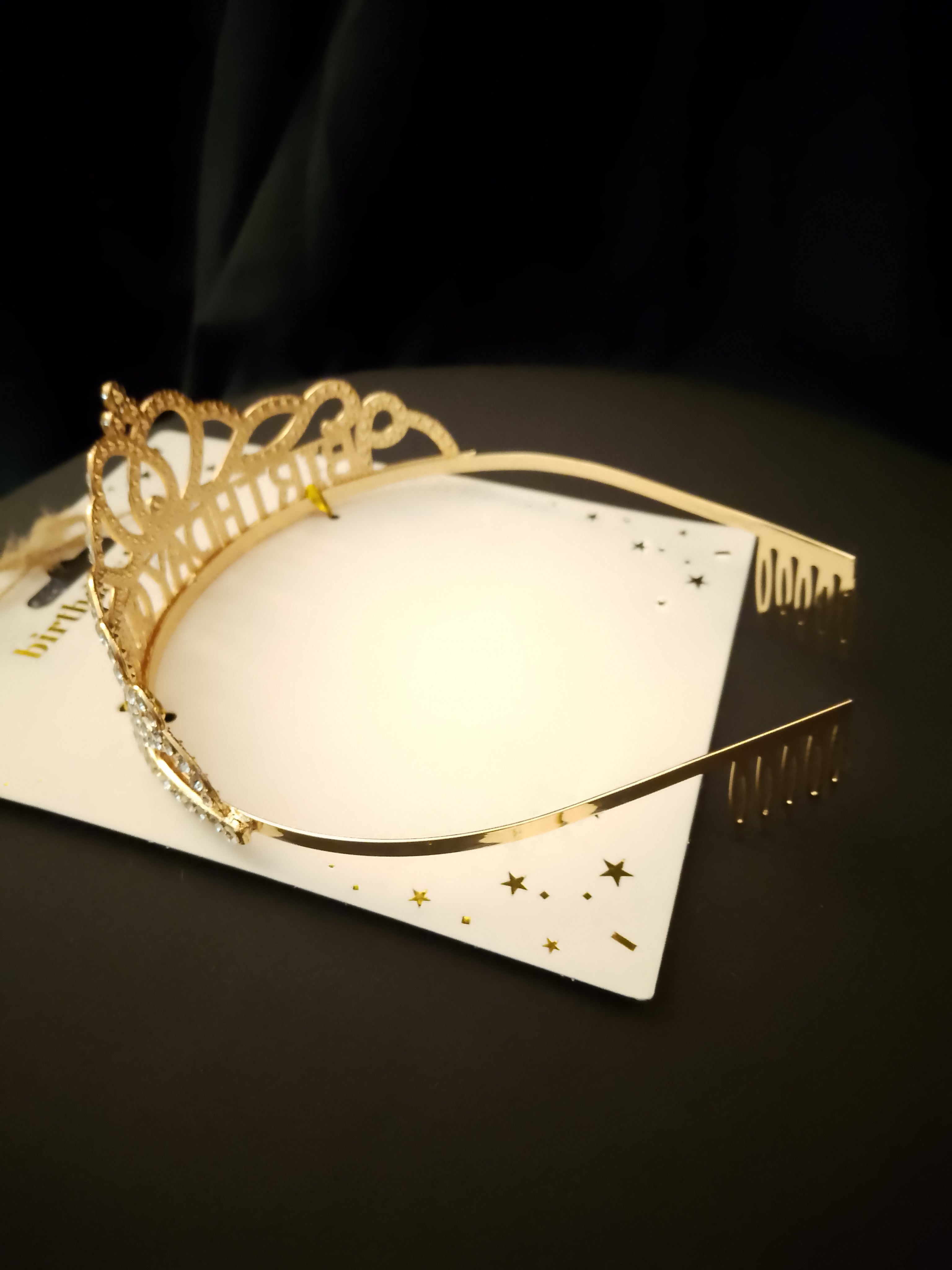 Admired Perfection Signature Sparkling Gold Happy Birthday Tiara - Style 37
