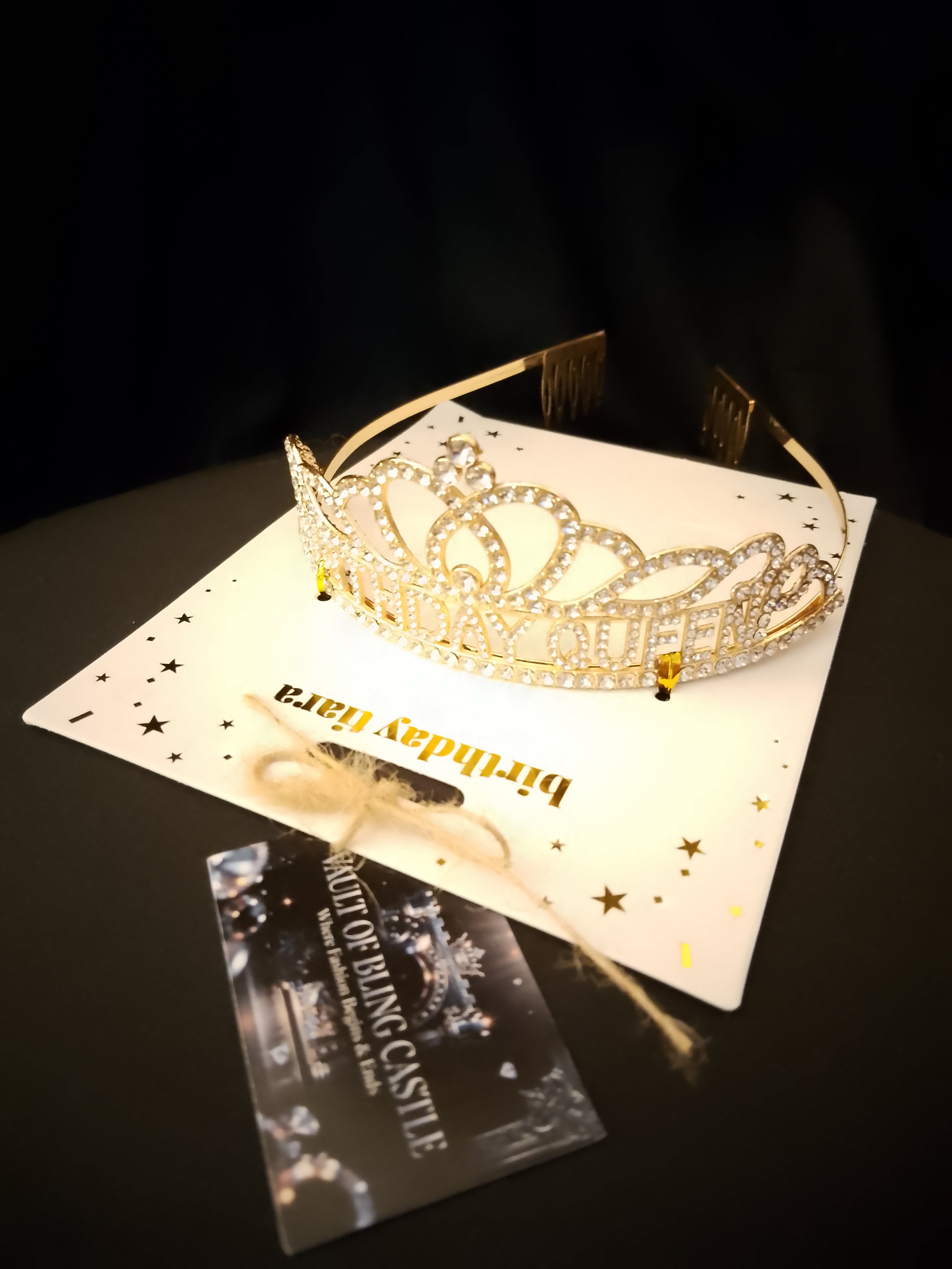 Admired Perfection Signature Sparkling Gold Happy Birthday Tiara - Style 37