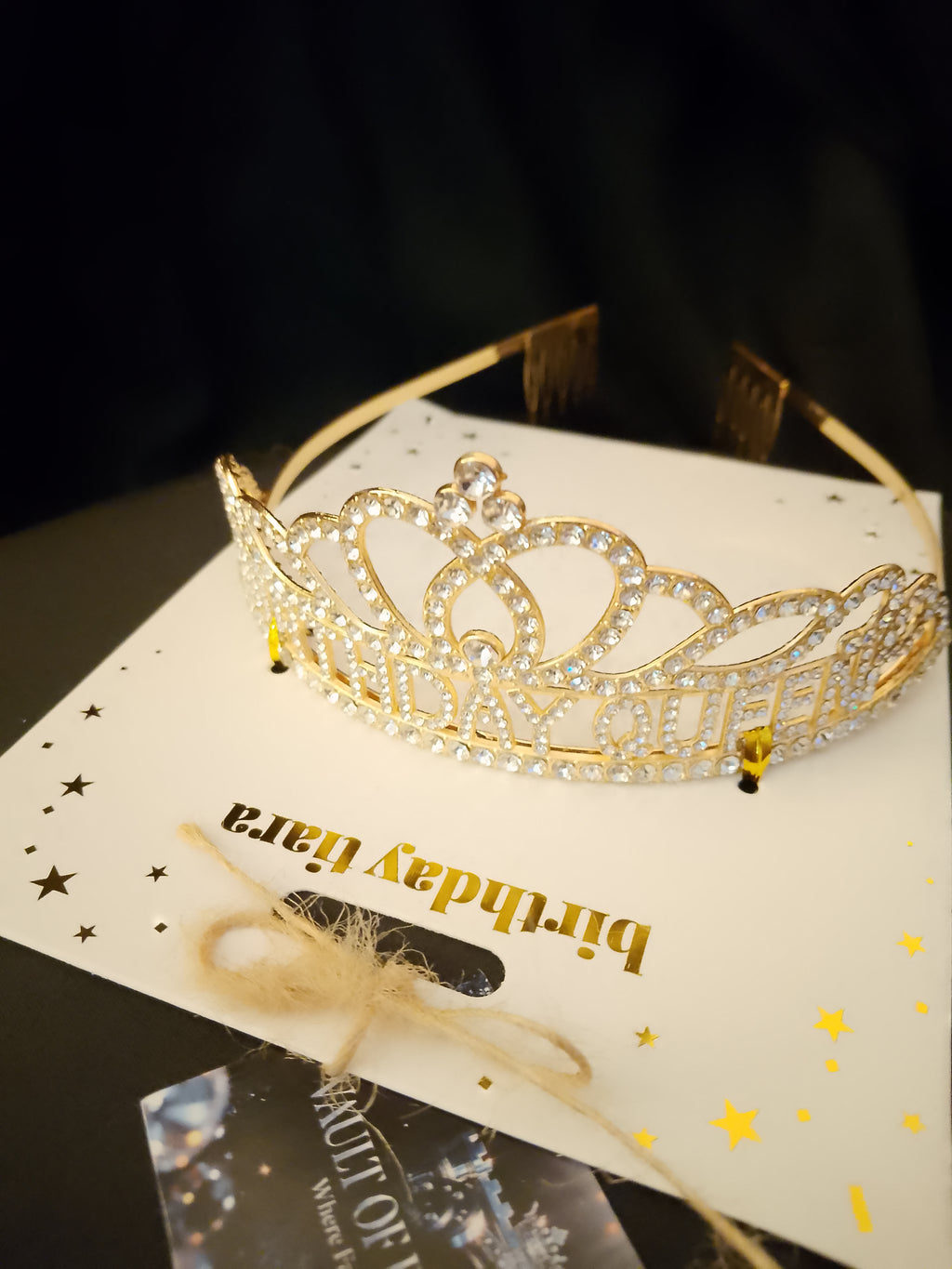 Admired Perfection Signature Sparkling Gold Happy Birthday Tiara - Style 37