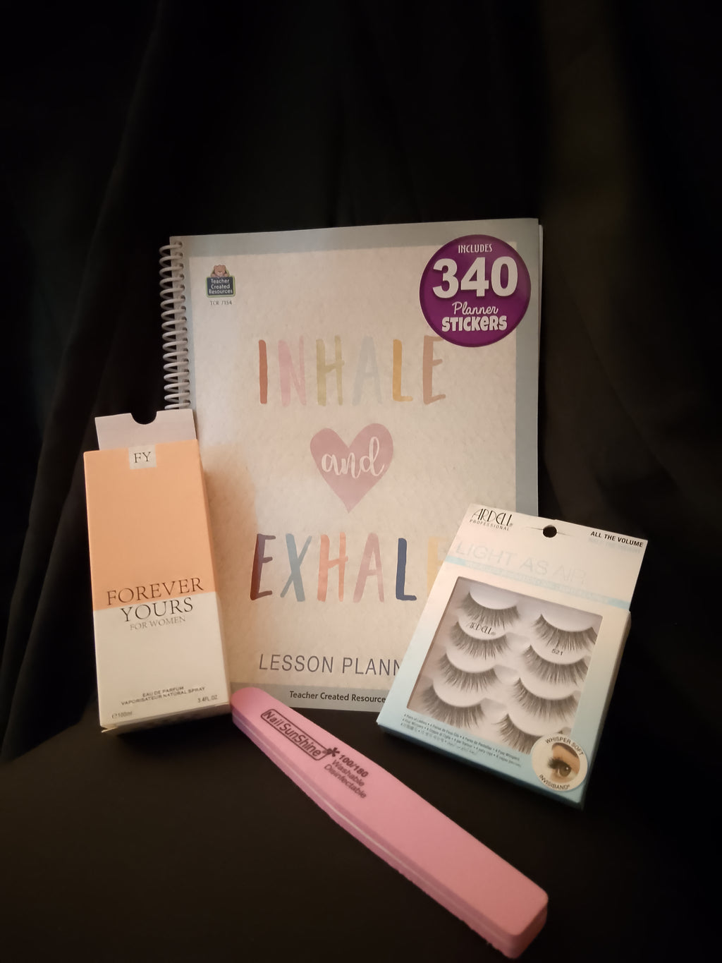 Go & Glow Bundle #502 - Women - Lesson Planner, Nail Buffer, Perfume Spray, 4 Pair Lashes