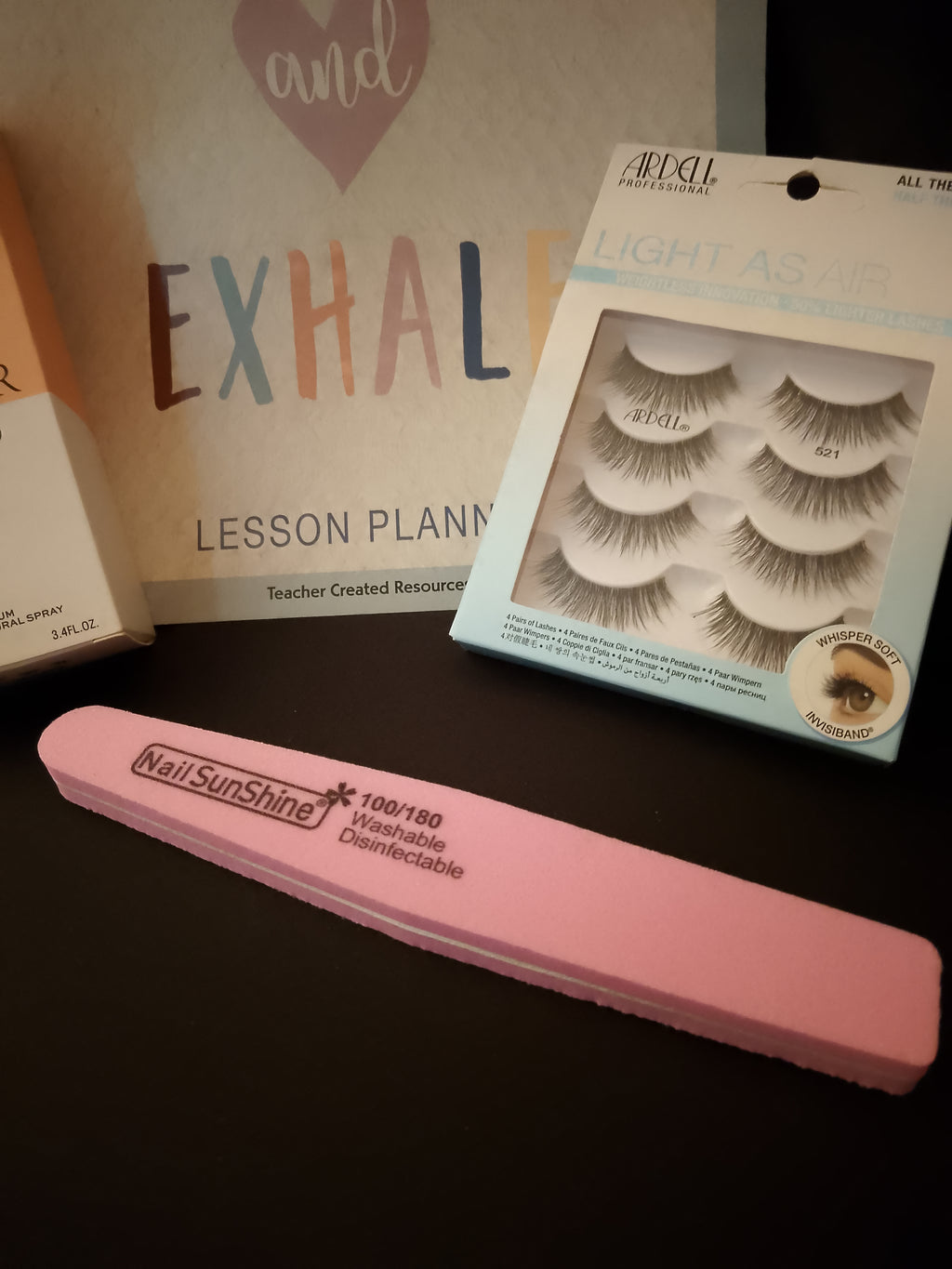 Go & Glow Bundle #502 - Women - Lesson Planner, Nail Buffer, Perfume Spray, 4 Pair Lashes