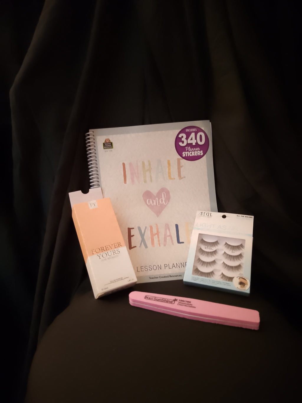 Go & Glow Bundle #502 - Women - Lesson Planner, Nail Buffer, Perfume Spray, 4 Pair Lashes