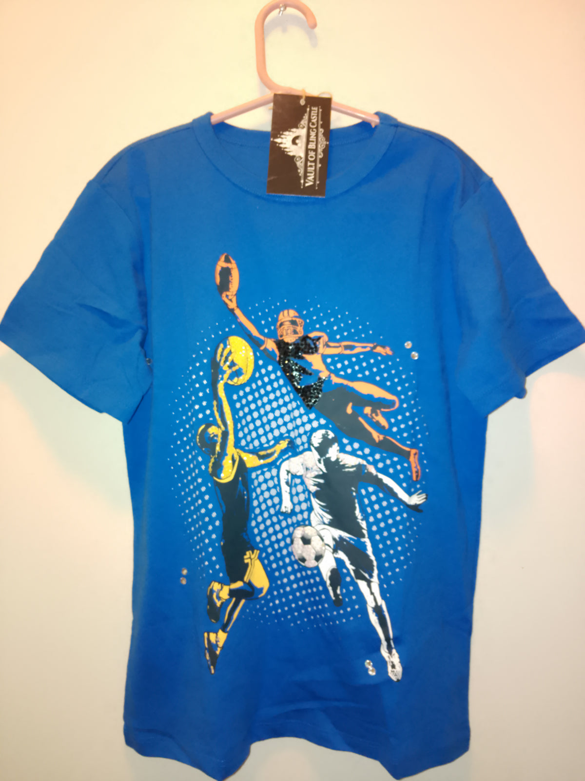 Leap And Score Winning Streak Action Packed Boy's Graphics Short Sleeve T-Shirt - Style 119