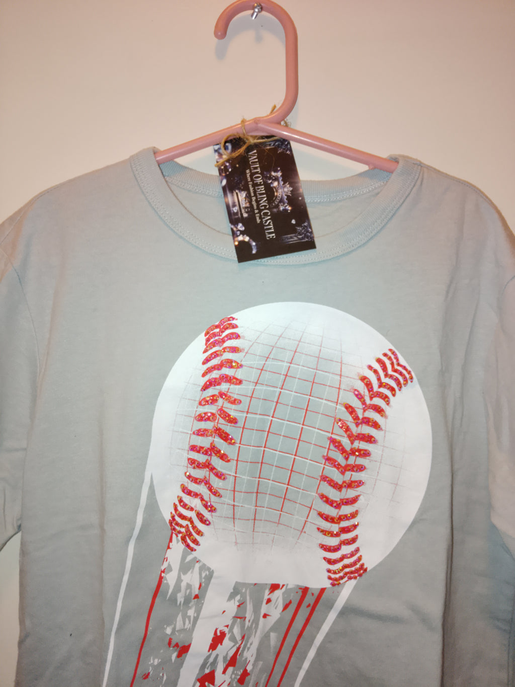 Power Pitch Sequined Baseball  Motion Boy's Short Sleeve Sports T-Shirt -  Style 120