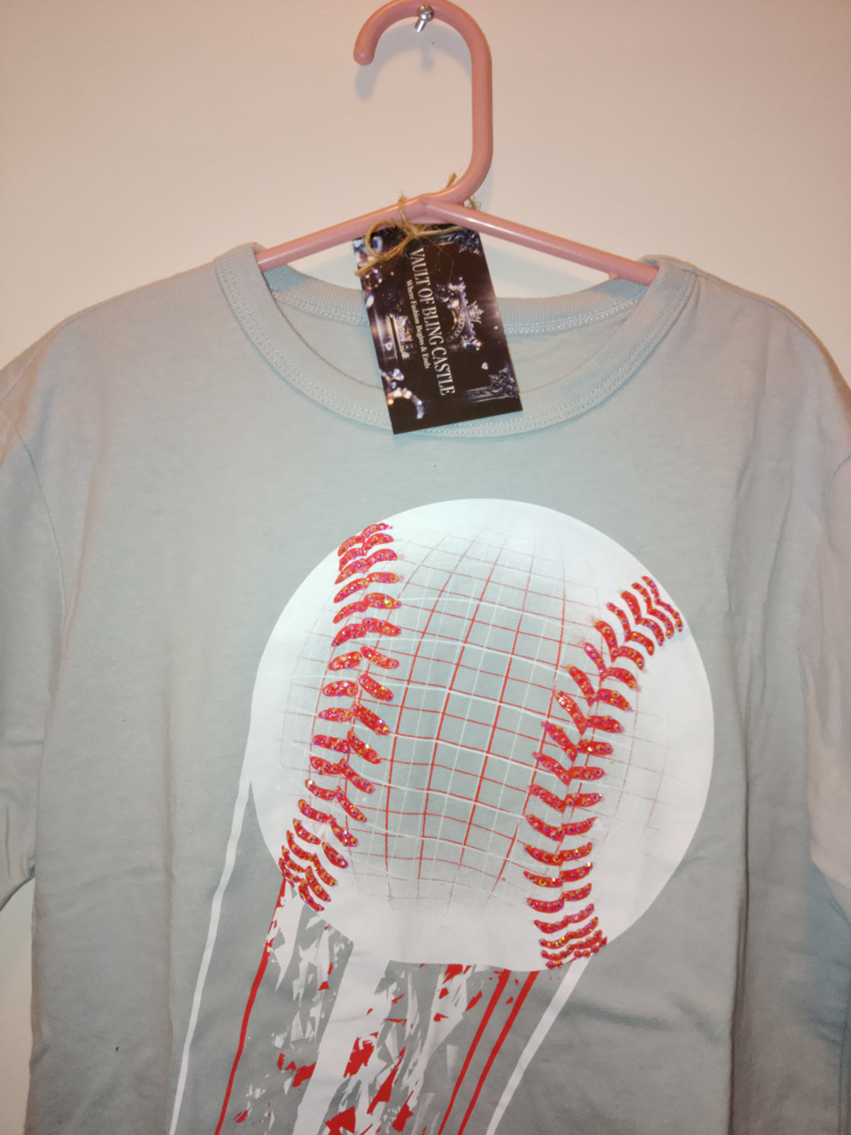 Power Pitch Sequined Baseball  Motion Boy's Short Sleeve Sports T-Shirt -  Style 120