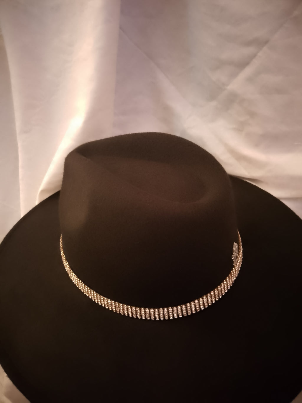 Exclusive Wealth Circle Black Felt Fedora Wide Brim Hat
