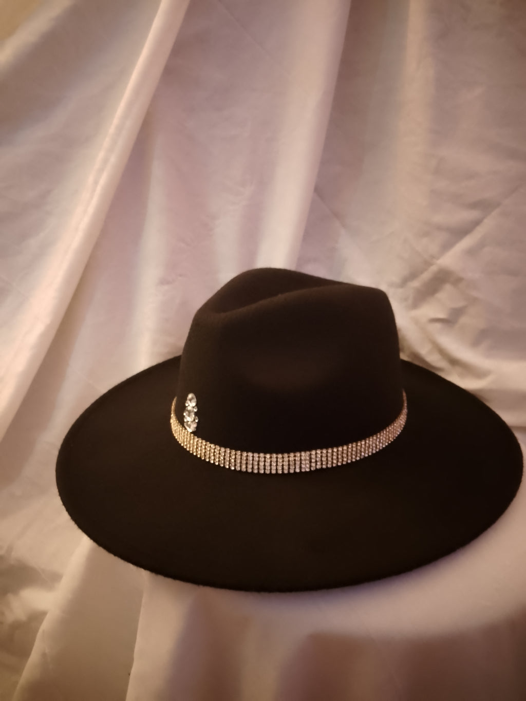 Exclusive Wealth Circle Black Felt Fedora Wide Brim Hat
