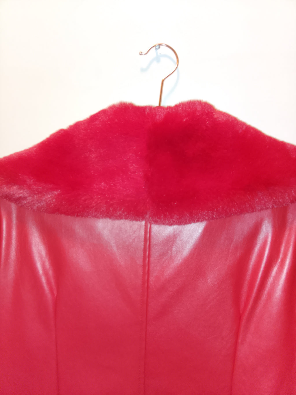 Crimson Empress Of Paradise Red Faux Leather Women's Trench Coat