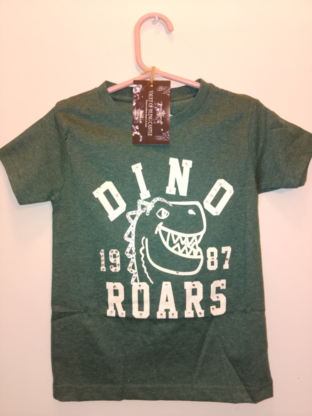 Blinged Out Dinosaur Lots Of Fun Boy's Graphics Short Sleeve Tee-Shirt - Style 115