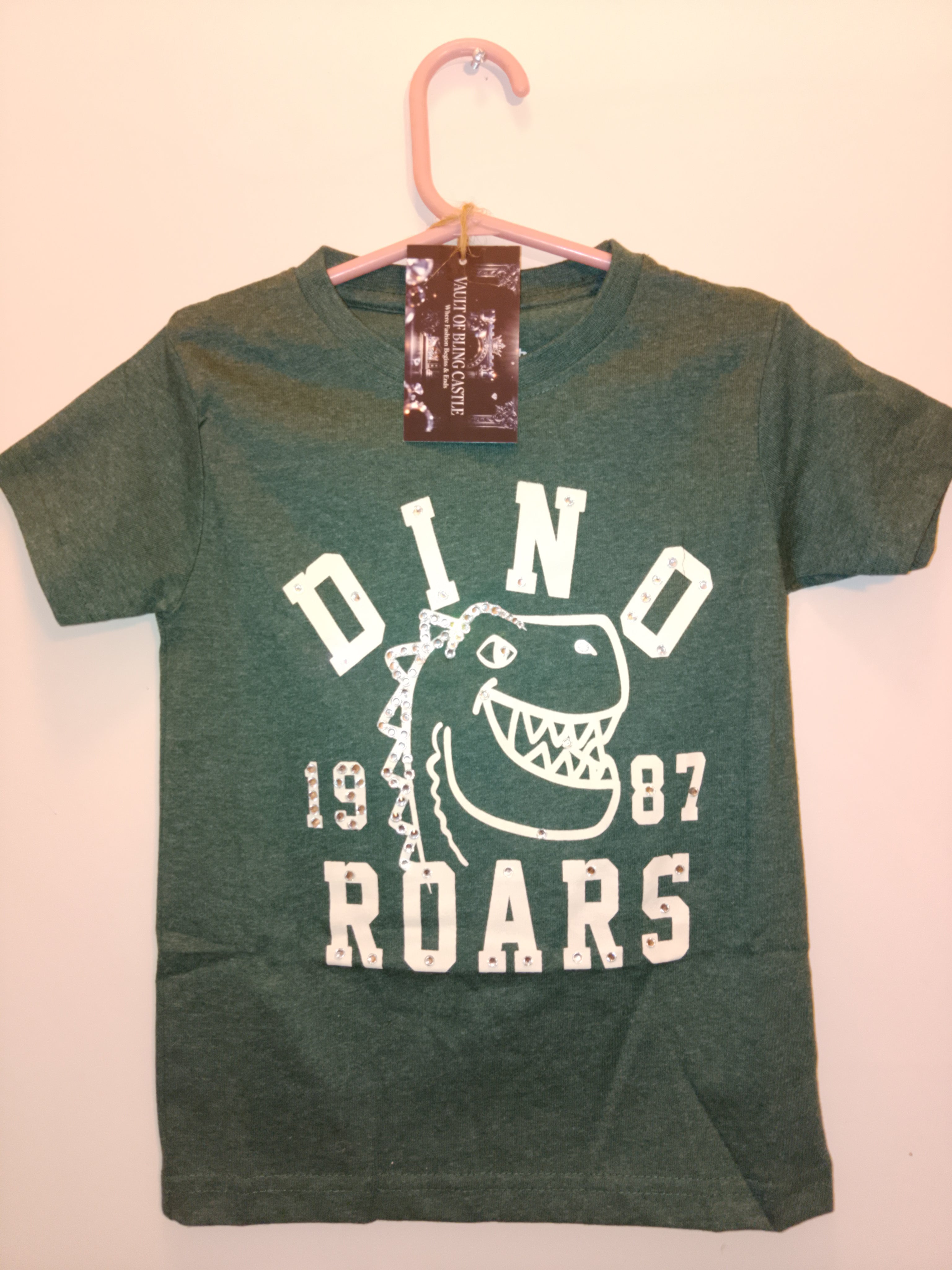 Blinged Out Dinosaur Lots Of Fun Boy's Graphics Short Sleeve Tee-Shirt - Style 115