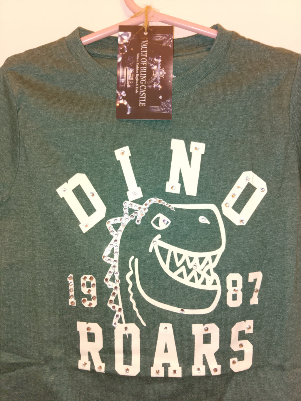 Blinged Out Dinosaur Lots Of Fun Boy's Graphics Short Sleeve Tee-Shirt - Style 115