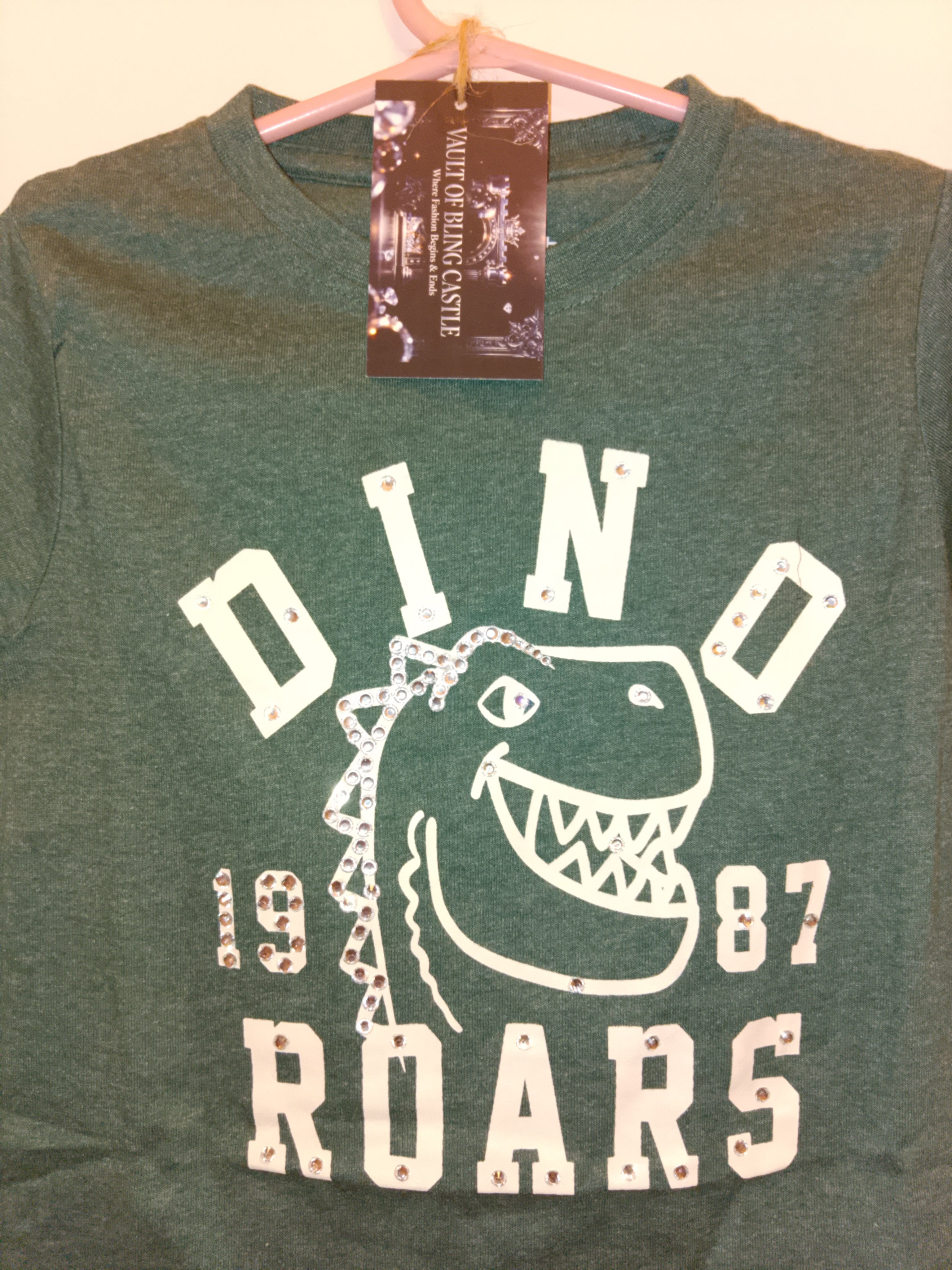 Blinged Out Dinosaur Lots Of Fun Boy's Graphics Short Sleeve Tee-Shirt - Style 115