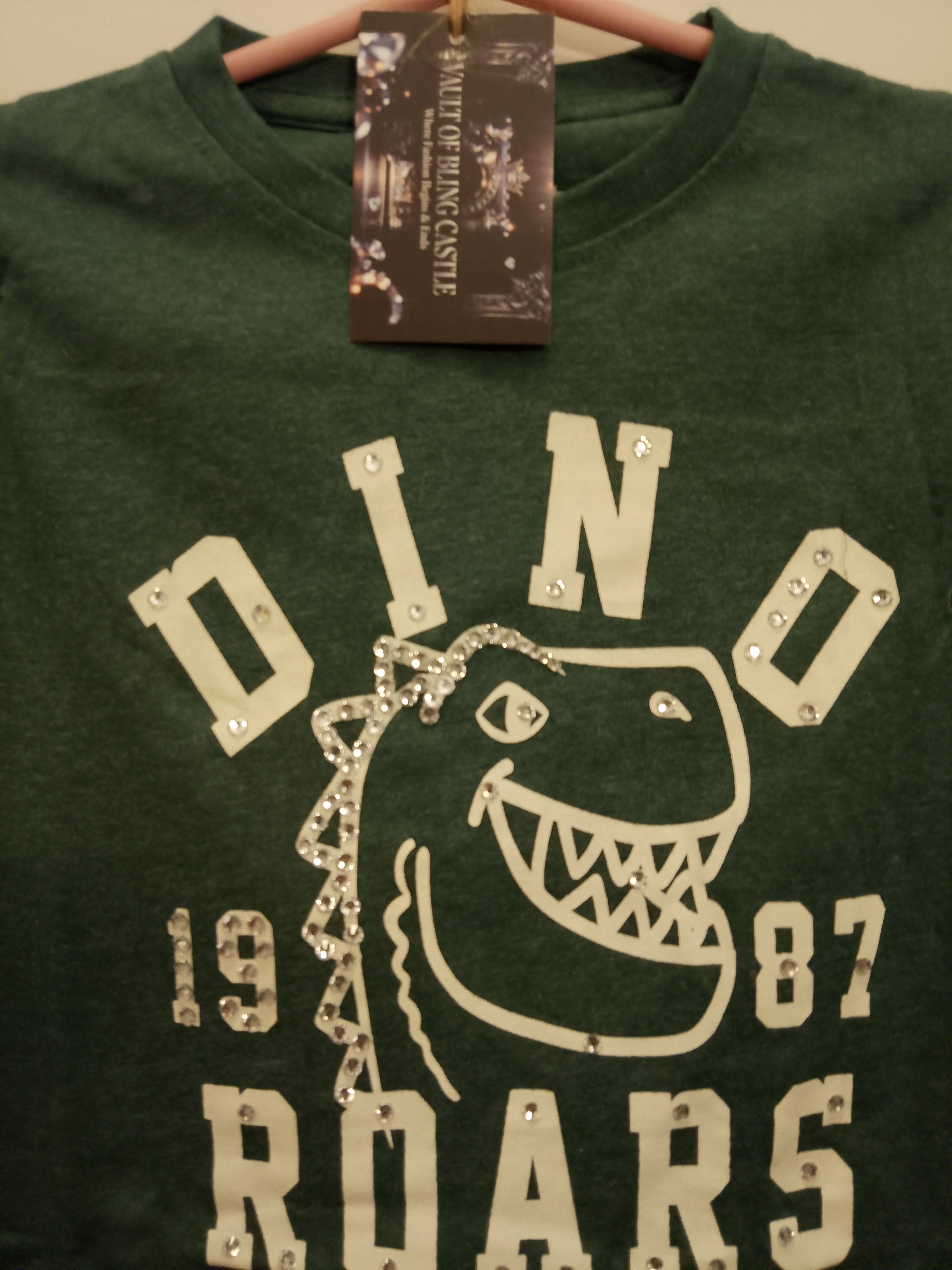 Blinged Out Dinosaur Lots Of Fun Boy's Graphics Short Sleeve Tee-Shirt - Style 115