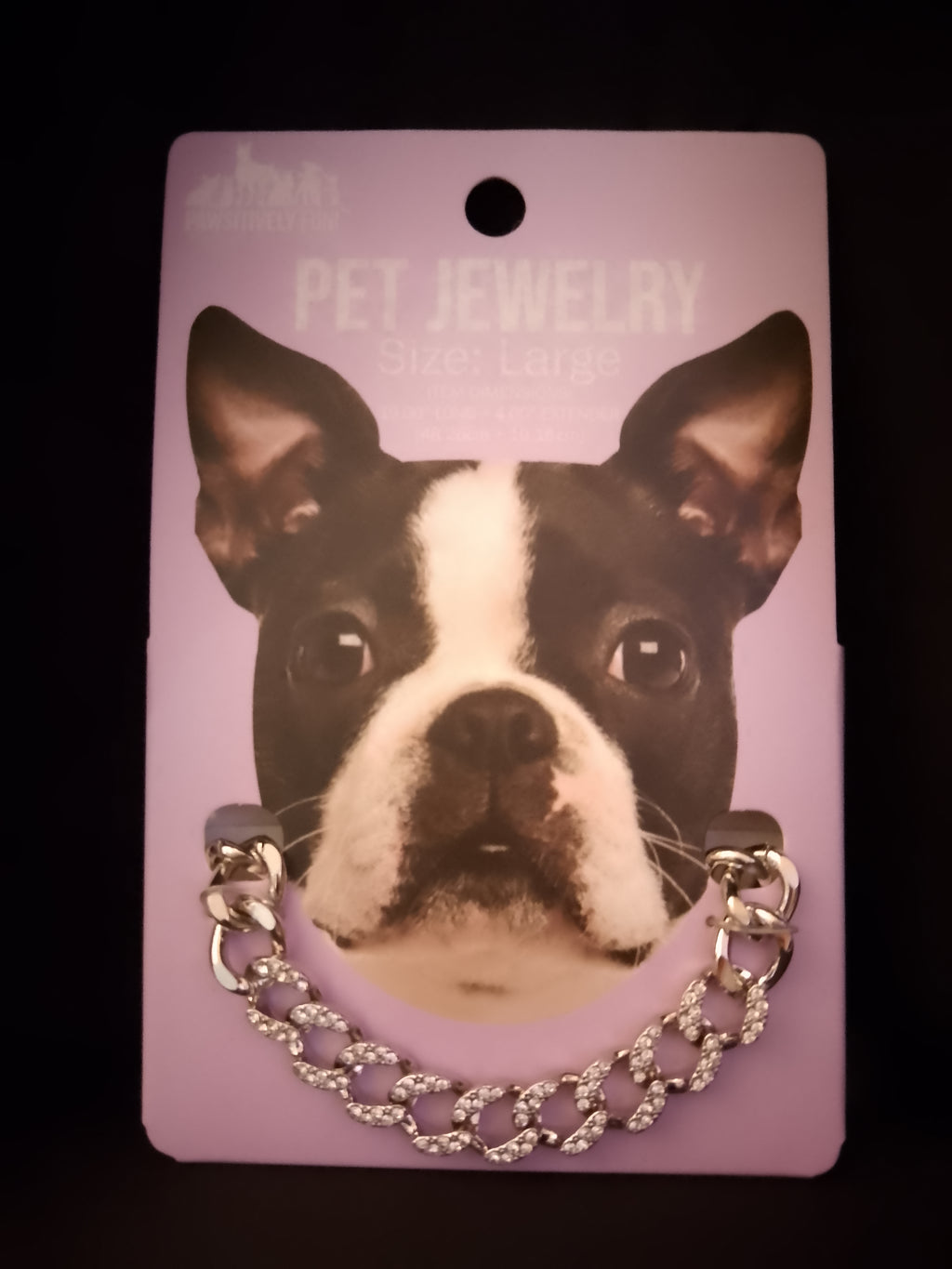 Chosen One Silver Rhinestone Cuban Link Chain Pet Collar
