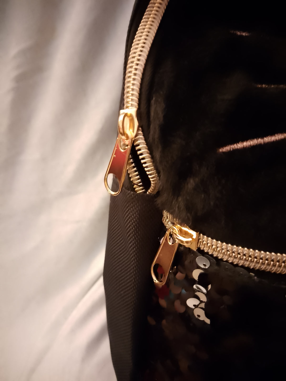 Meow Kitty Rose Gold Ears Girl's Mini Black Zip Up Pouch Backpack