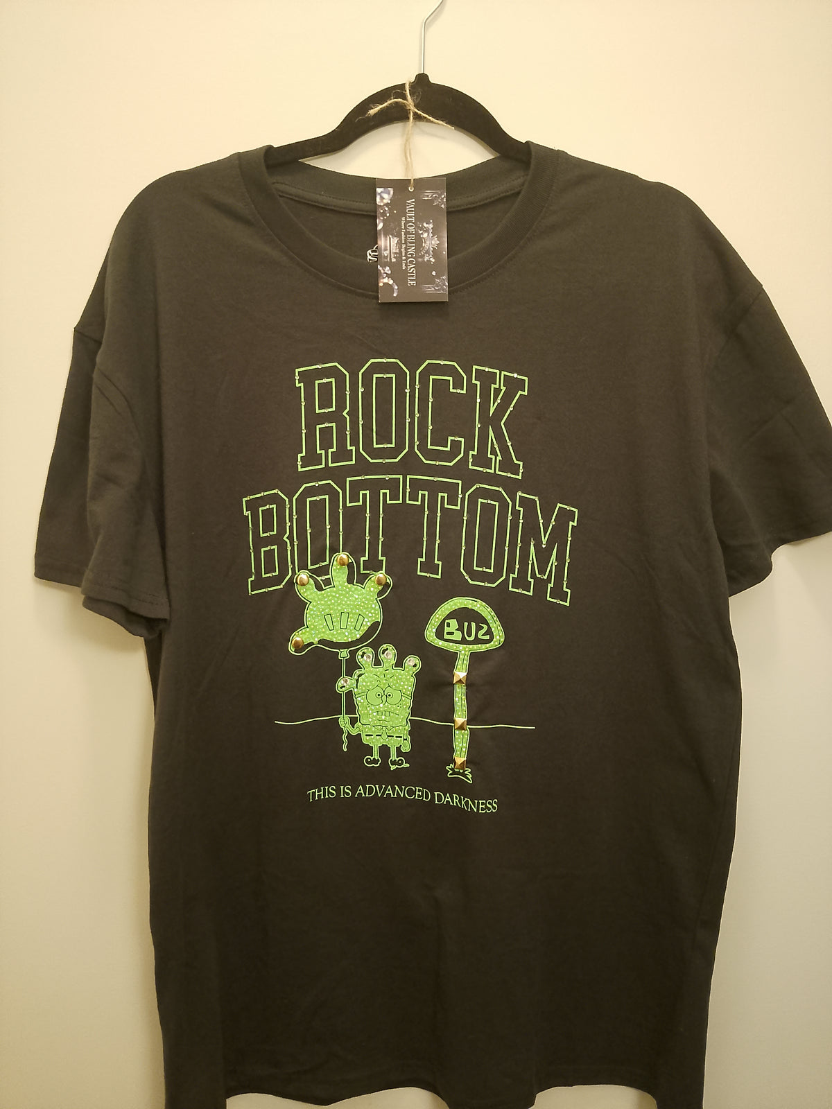 Rock Bottom Men's Short Sleeve Gem Embellished Graphics Tee - Shirt