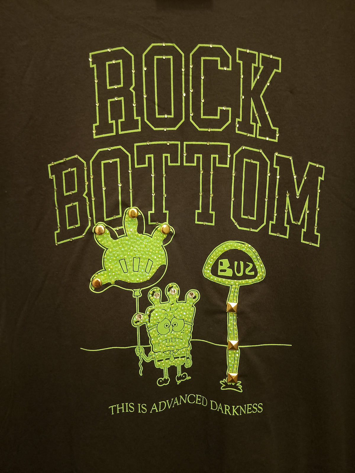 Rock Bottom Men's Short Sleeve Gem Embellished Graphics Tee - Shirt