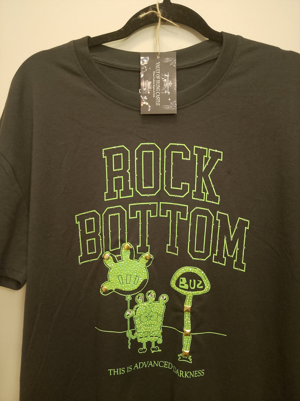 Rock Bottom Men's Short Sleeve Gem Embellished Graphics Tee - Shirt