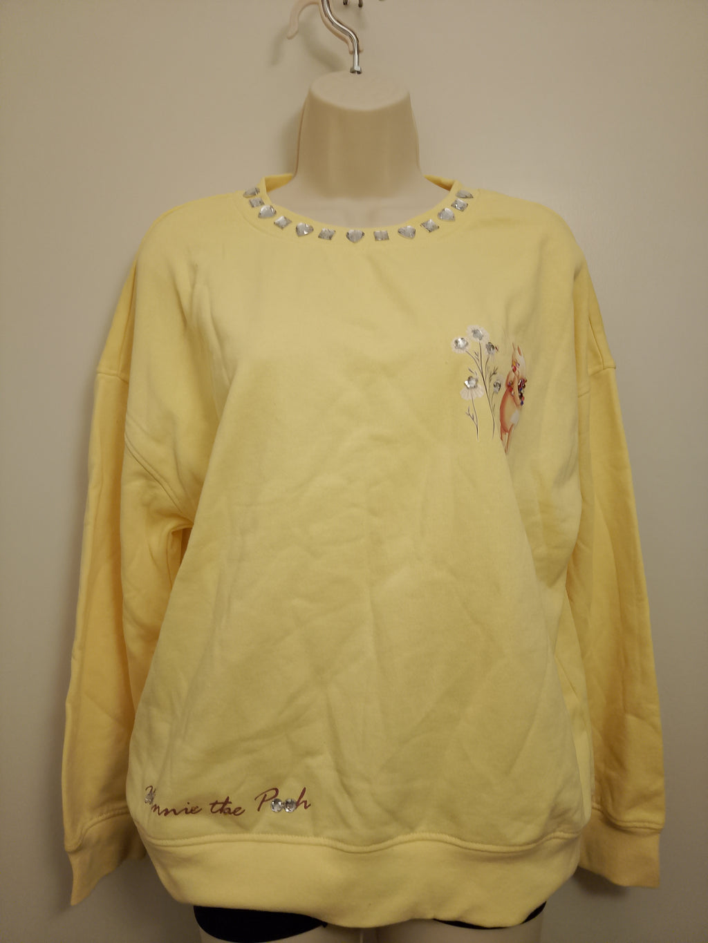 Cozy Sunflower & Bear Rhinestones Yellow Long Sleeve Sports Girl's Sweat Shirt