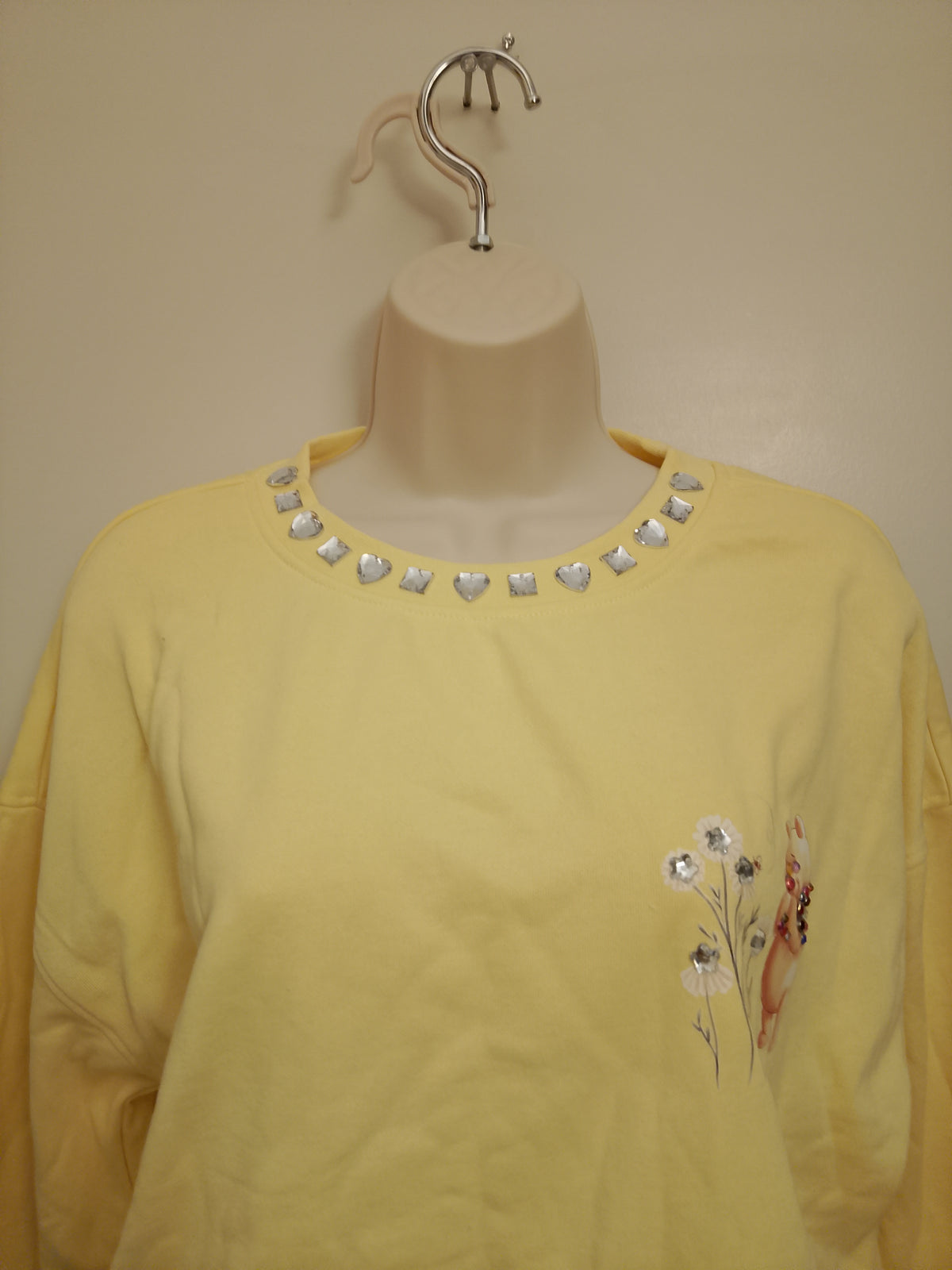 Cozy Sunflower & Bear Rhinestones Yellow Long Sleeve Sports Girl's Sweat Shirt