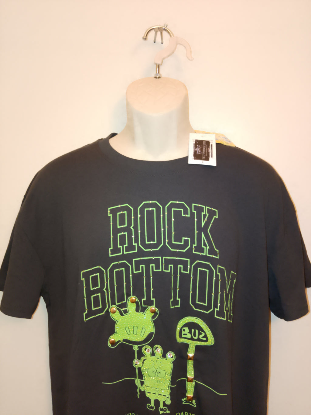 Rock Bottom Men's Short Sleeve Gem Embellished Graphics Tee - Shirt