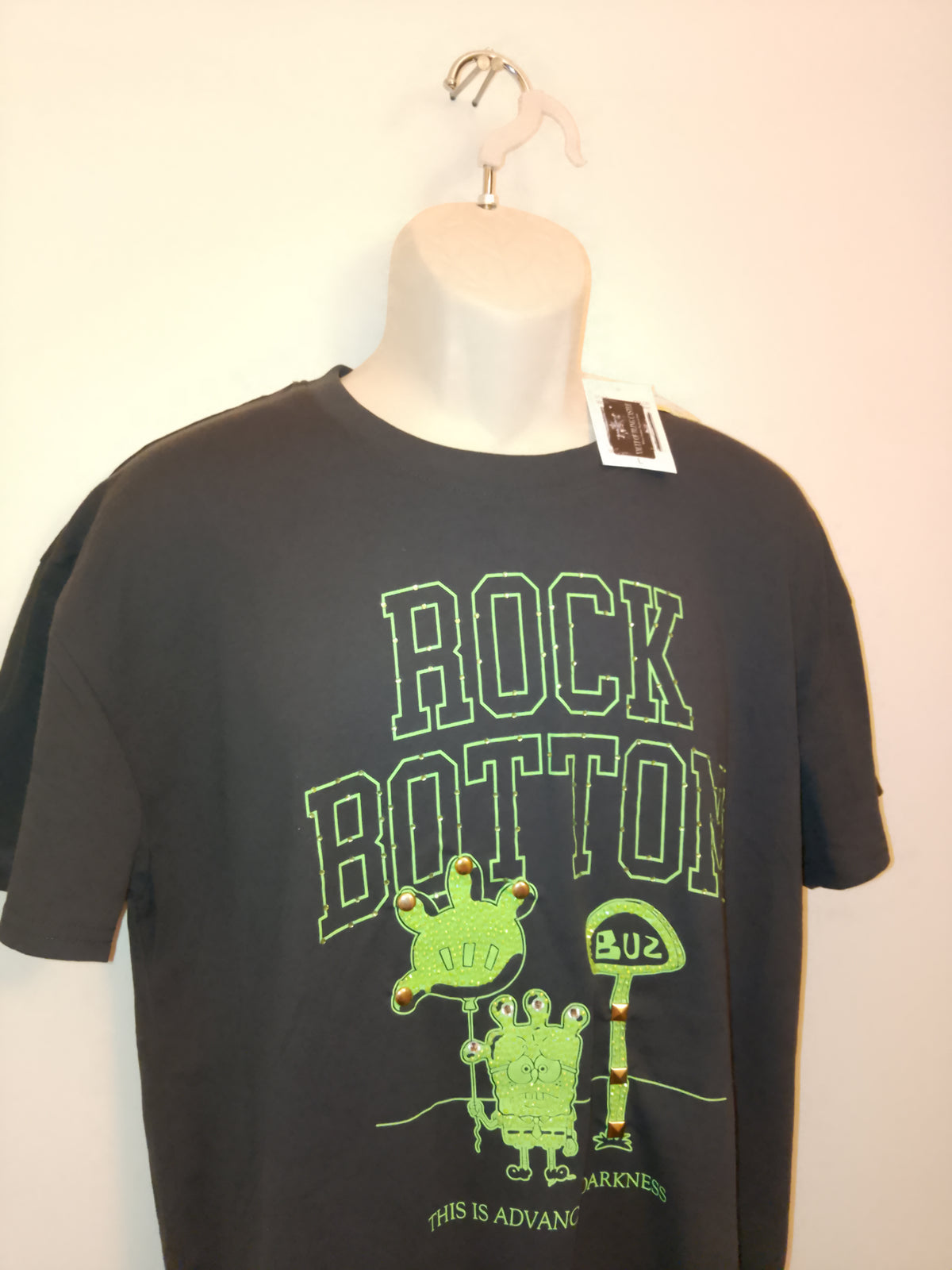 Rock Bottom Men's Short Sleeve Gem Embellished Graphics Tee - Shirt