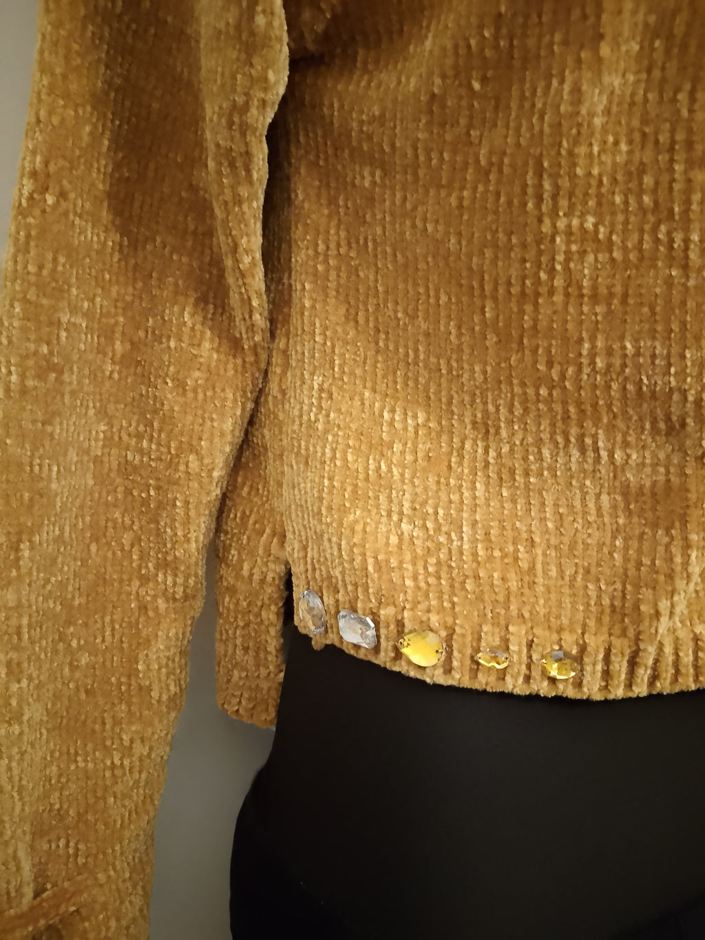 Golden Butter Cup Women's Long Sleeve Plush Velvet Yarn Knit Sweater