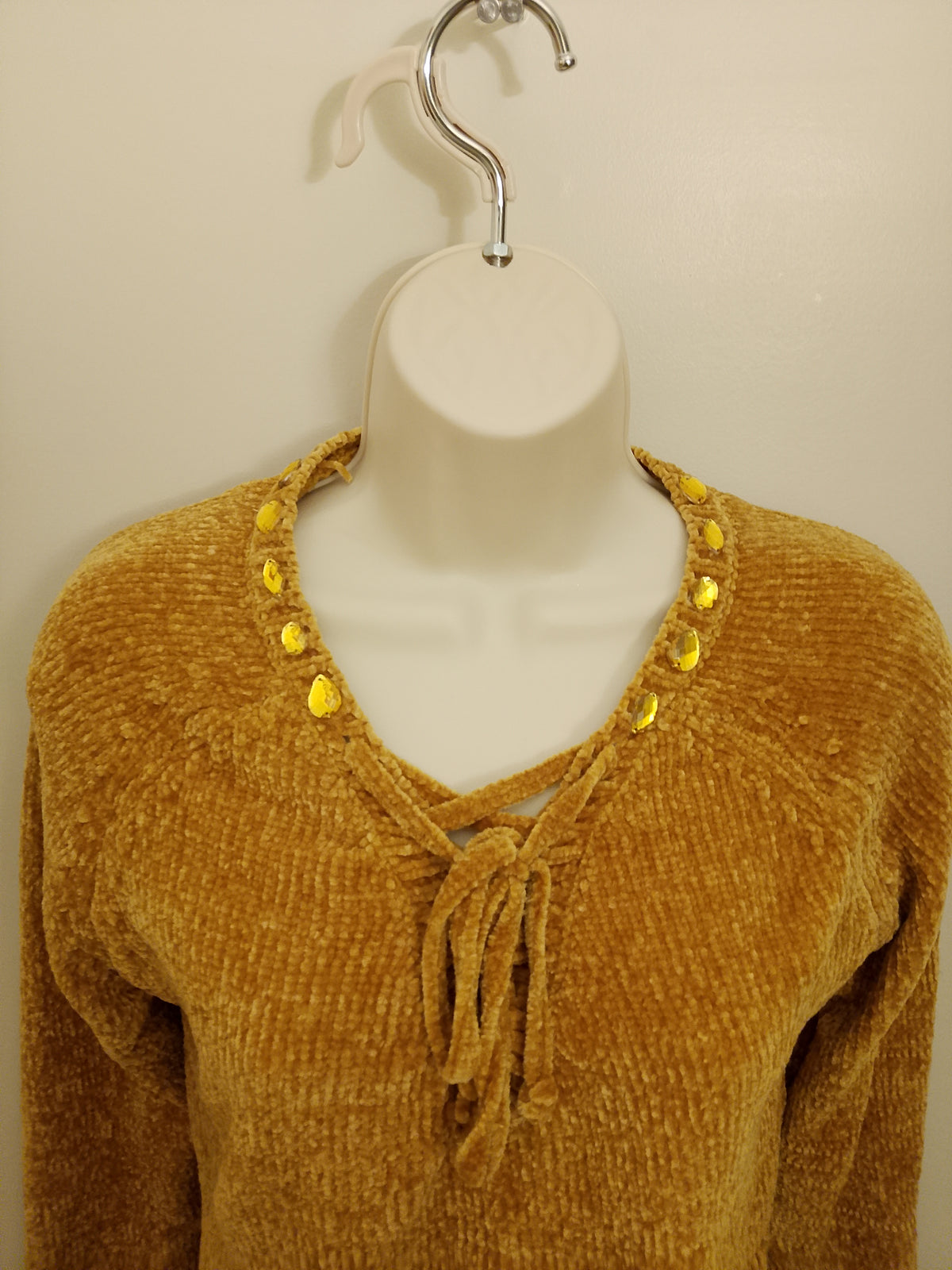 Golden Butter Cup Women's Long Sleeve Plush Velvet Yarn Knit Sweater