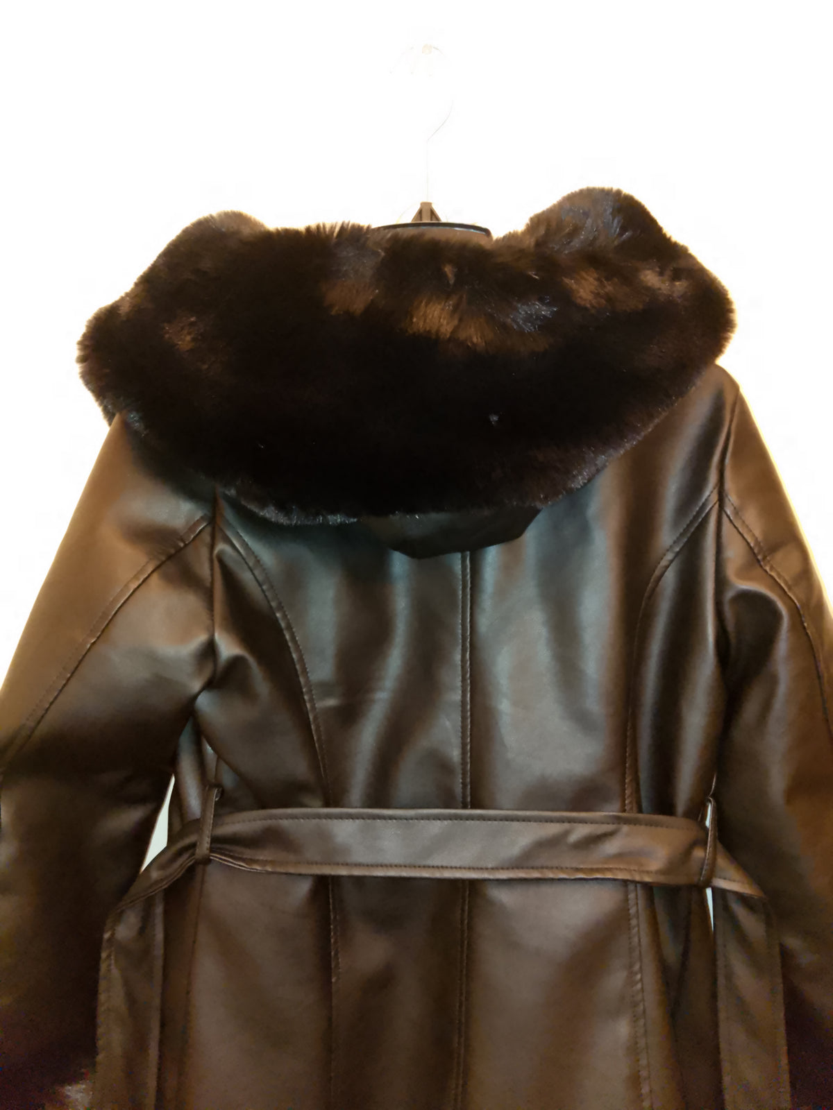 Black Ice Women's Plush Thick Faux Leather Coat