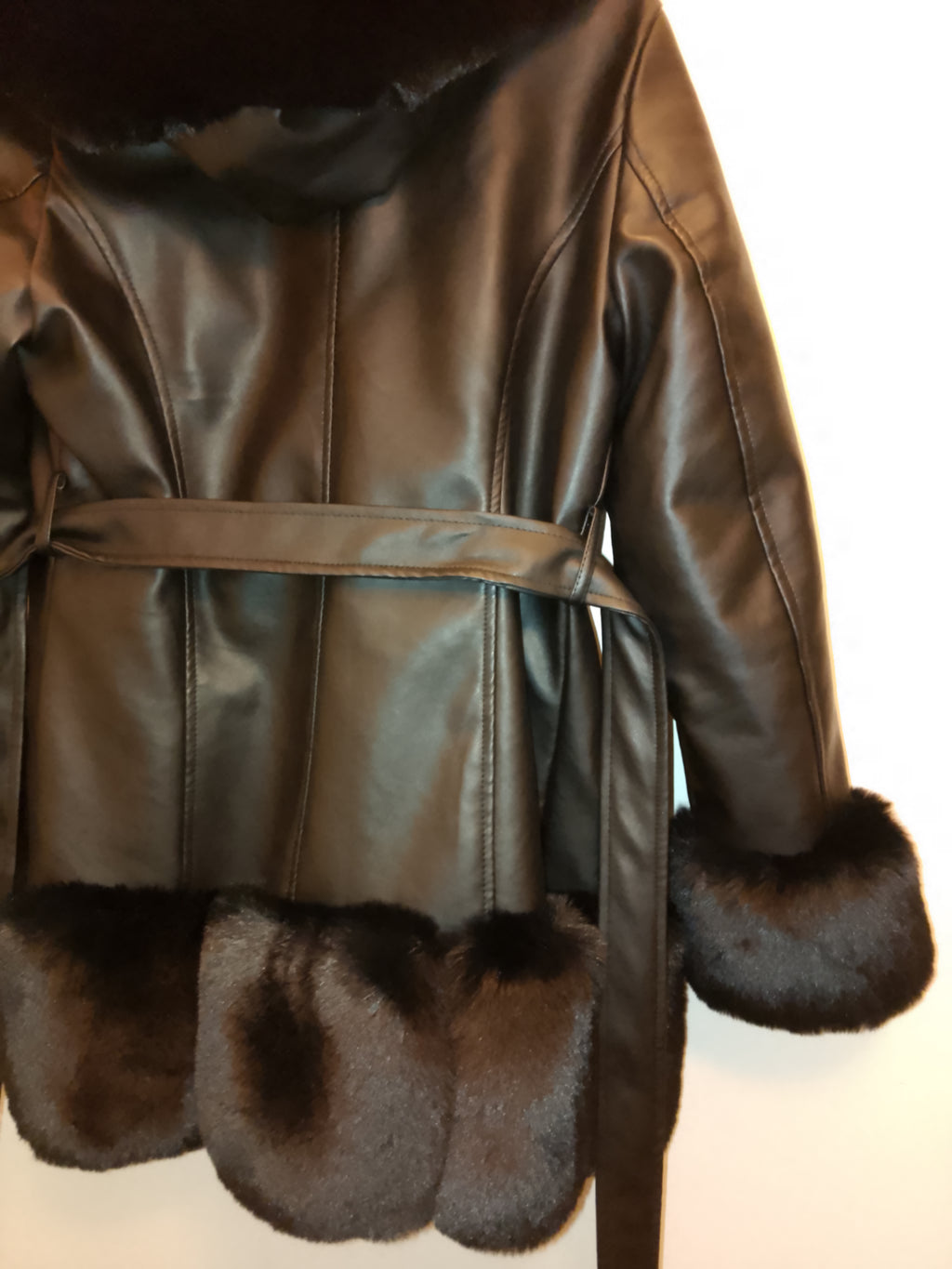 Black Ice Women's Plush Thick Faux Leather Coat