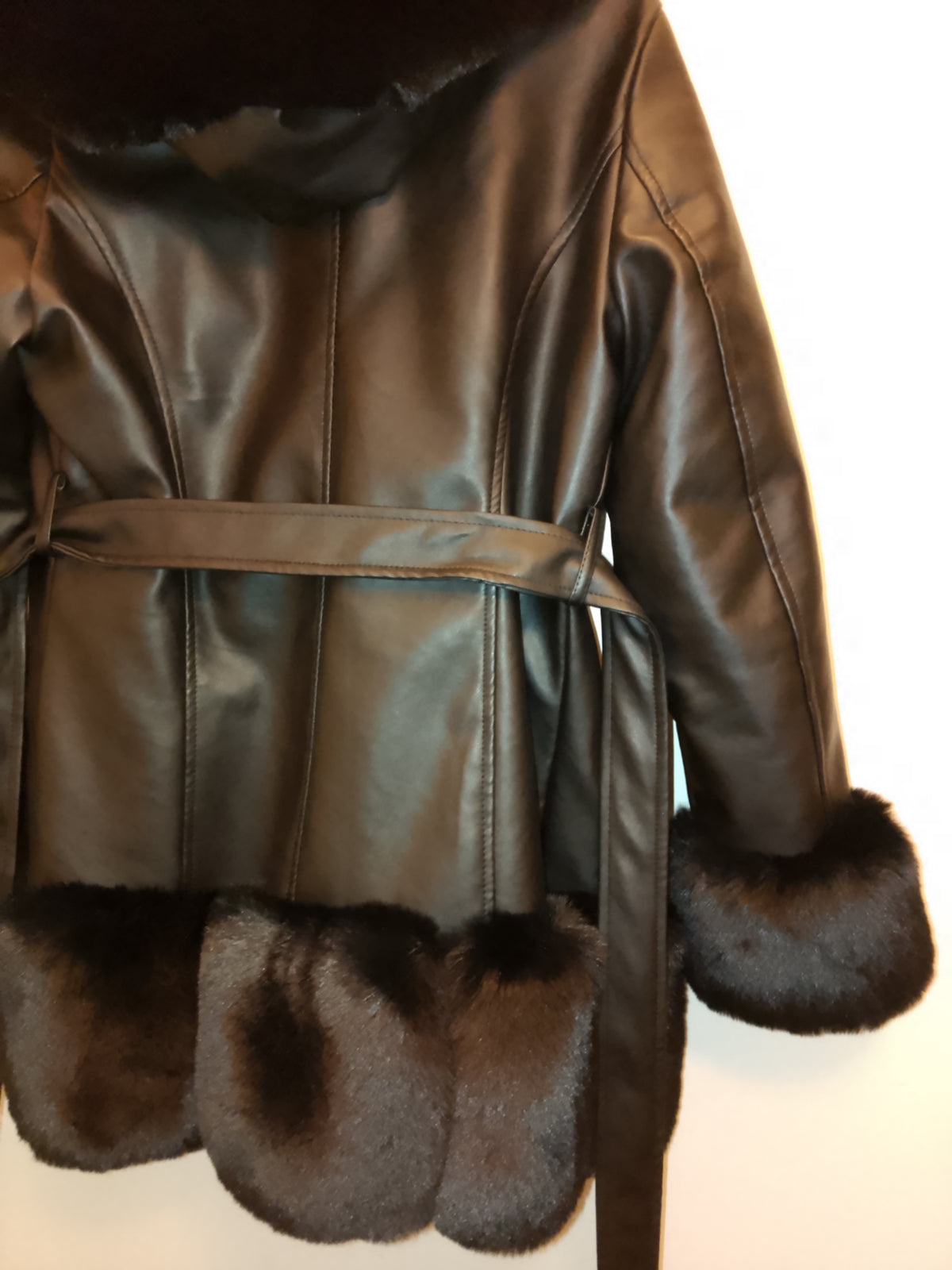 Black Ice Women's Plush Thick Faux Leather Coat