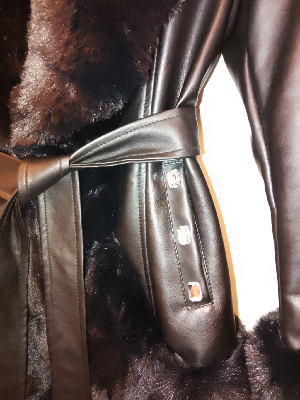 Black Ice Women's Plush Thick Faux Leather Coat