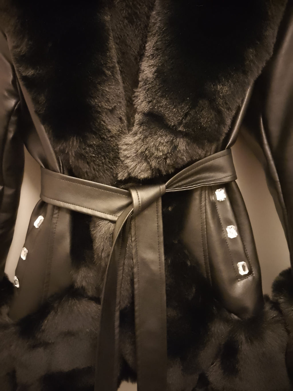 Black Ice Women's Plush Thick Faux Leather Coat