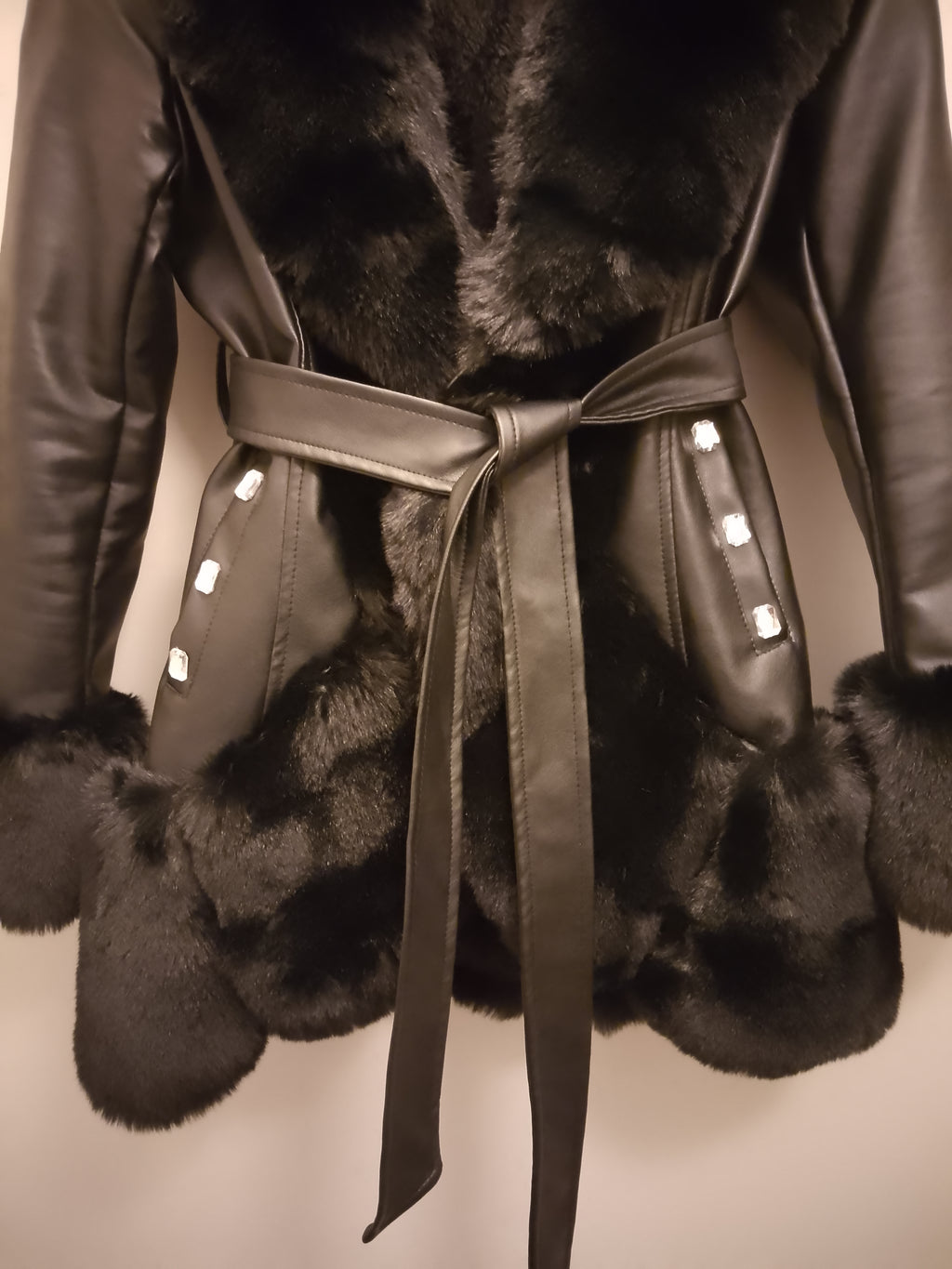 Black Ice Women's Plush Thick Faux Leather Coat