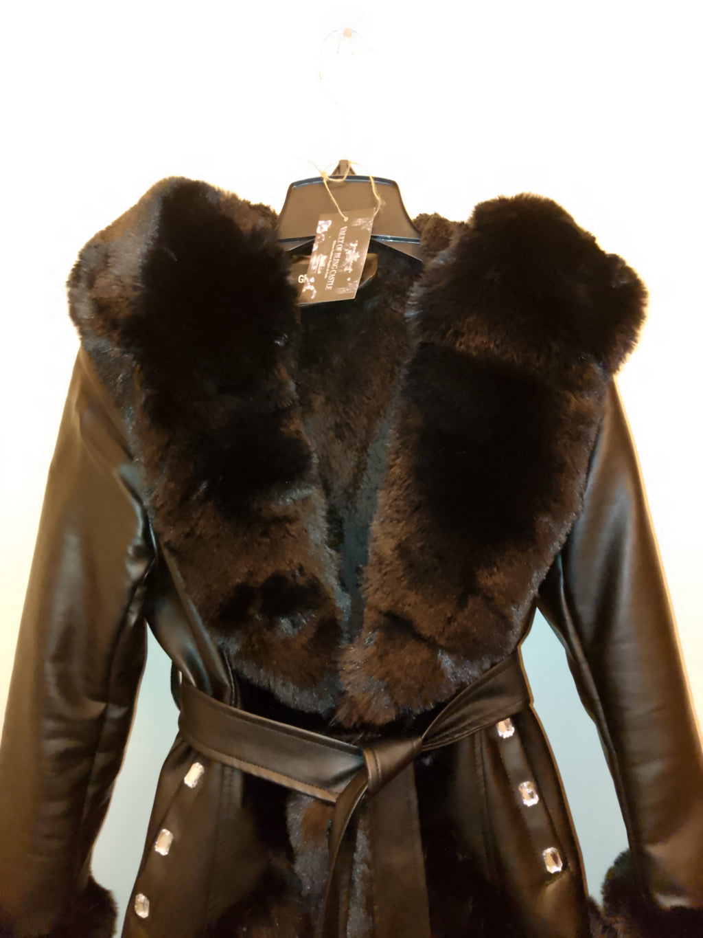 Black Ice Women's Plush Thick Faux Leather Coat