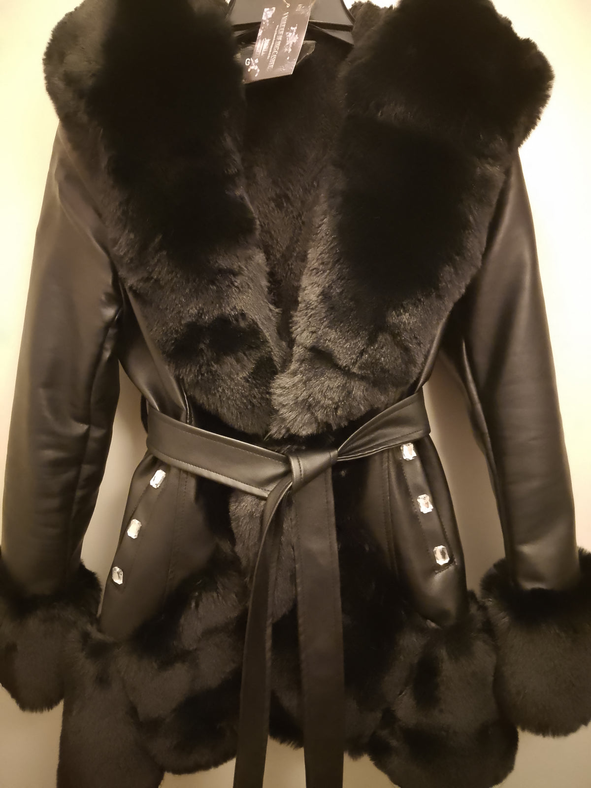 Black Ice Women's Plush Thick Faux Leather Coat
