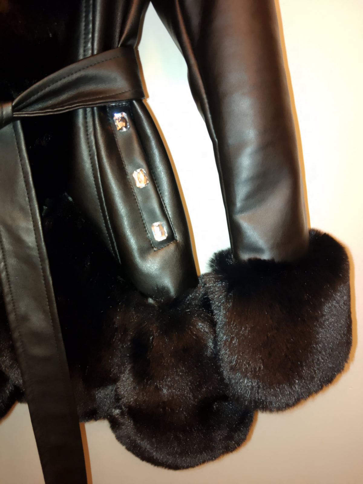 Black Ice Women's Plush Thick Faux Leather Coat